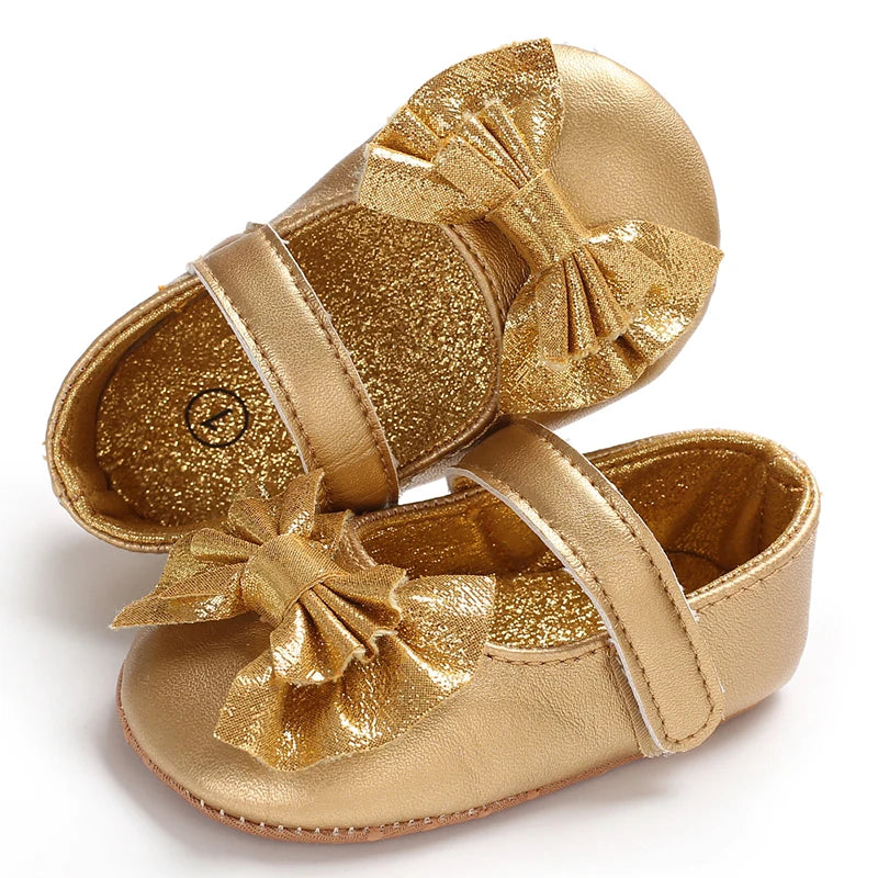 Cute Spring Newborn Golden Baby Shoes Non Slip Cloth Bottom Girl Shoes Elegant Breathable Casual Baby First Walking Shoes 0-18 M