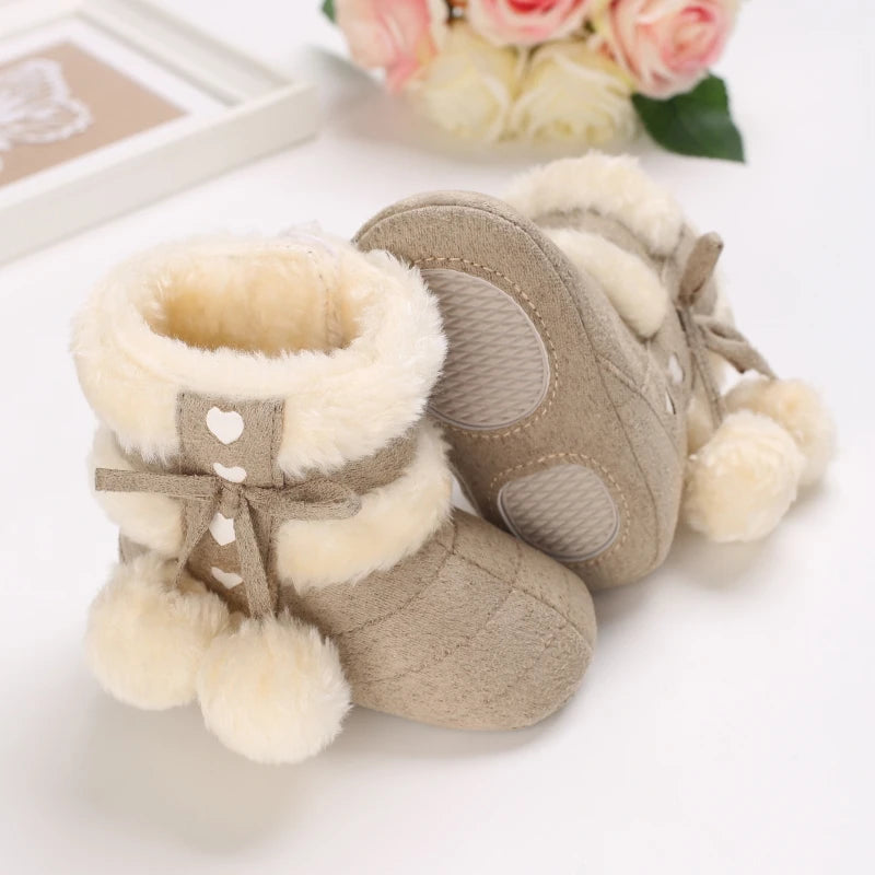 0-18M Lovely Warm Design Baby Girl Boy Toddler First Walkers Baby Shoes Soft Slippers Cute Shoes Winter Non-Slip Baby Warm Shoes