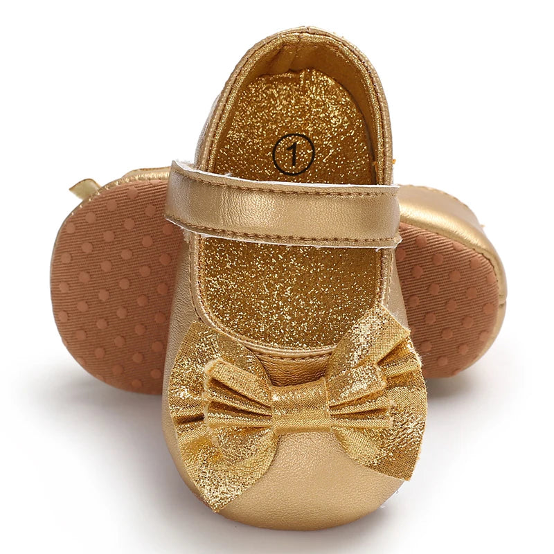 Cute Spring Newborn Golden Baby Shoes Non Slip Cloth Bottom Girl Shoes Elegant Breathable Casual Baby First Walking Shoes 0-18 M