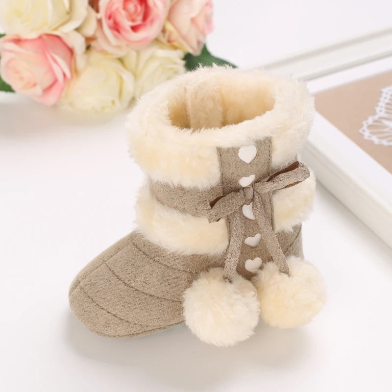 0-18M Lovely Warm Design Baby Girl Boy Toddler First Walkers Baby Shoes Soft Slippers Cute Shoes Winter Non-Slip Baby Warm Shoes