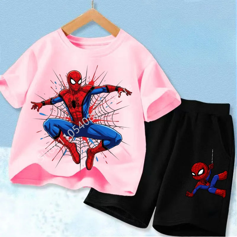 Summer Children Cartoon Spiderman Baby Set Clothing Kids Clothes Children's Short Sleeve T Shirt