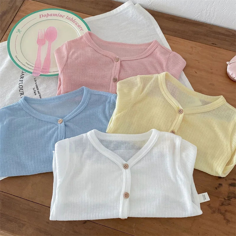 Summer Korean Children Clothing Breathable Soft Kids Casual Coat Baby Toddler Sunscreen Thin Cardigan Toddler Girls Boys Outwear