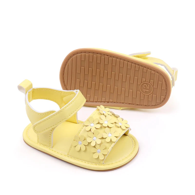 Baby Girl Shoes Cute Flowers Beautiful Sandals Summer Walking Infant Shoes 2024 New Fashion High Quality PU and TPR BHX3195