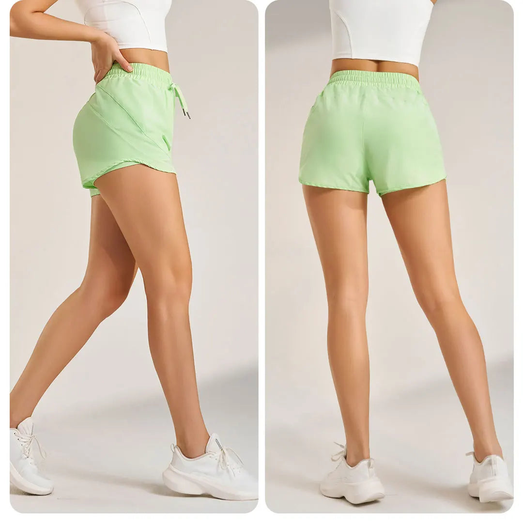 Sports shorts women's yoga fitness high waist loose three-quarter pants high elastic quick-drying breathable anti-glare - Idrilay 