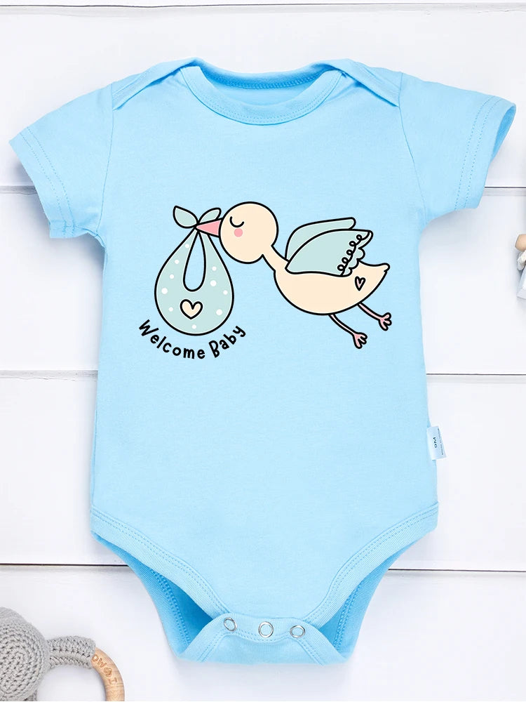 100% Cotton Baby Onesie Welcome Baby Pregnancy Announcement Newborn Boy Girl Clothes Aesthetic Comfy Soft Breathable Bodysuit