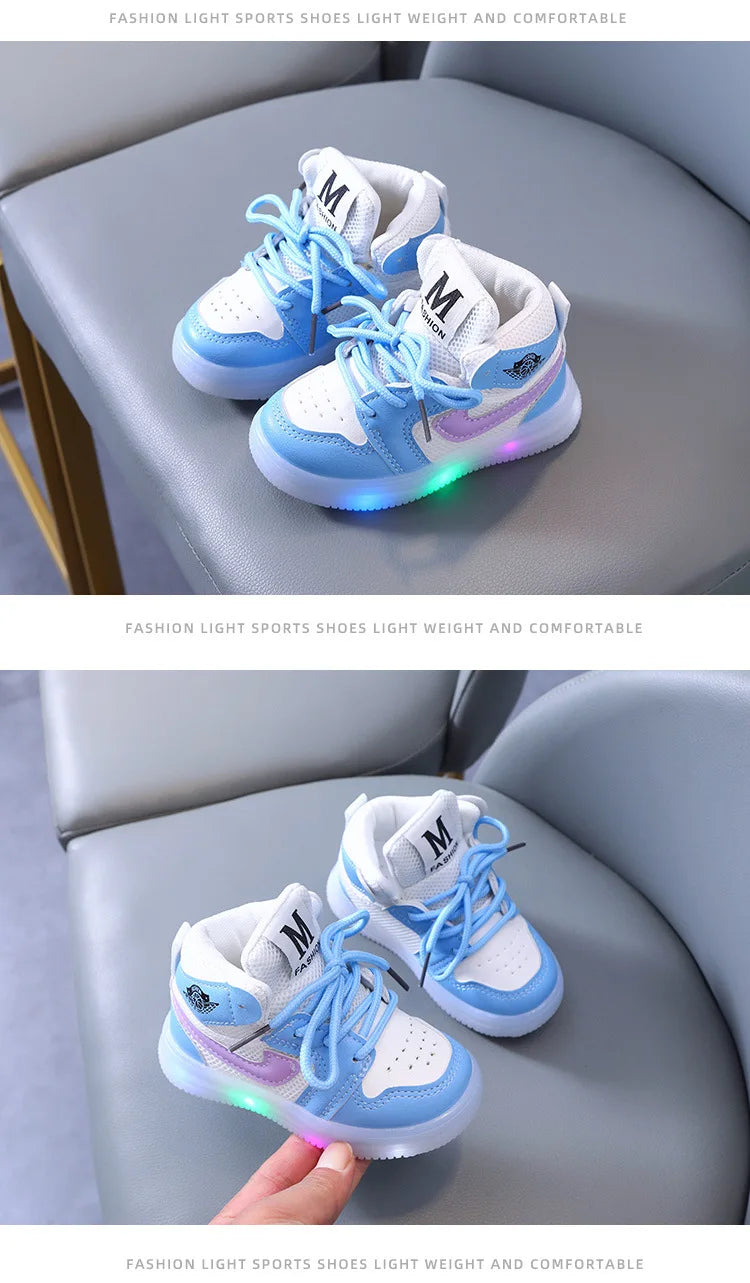 Boys Glowing Light Toddler Sneakers Children's Luminous Shoes Little Girls Board Sneakers Girls Shining Light Mesh Casual Shoes