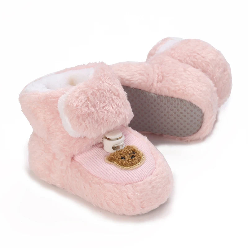 0-18M Lovely Warm Design Baby Girl Boy Toddler First Walkers Baby Shoes Soft Slippers Cute Shoes Winter Non-Slip Baby Warm Shoes