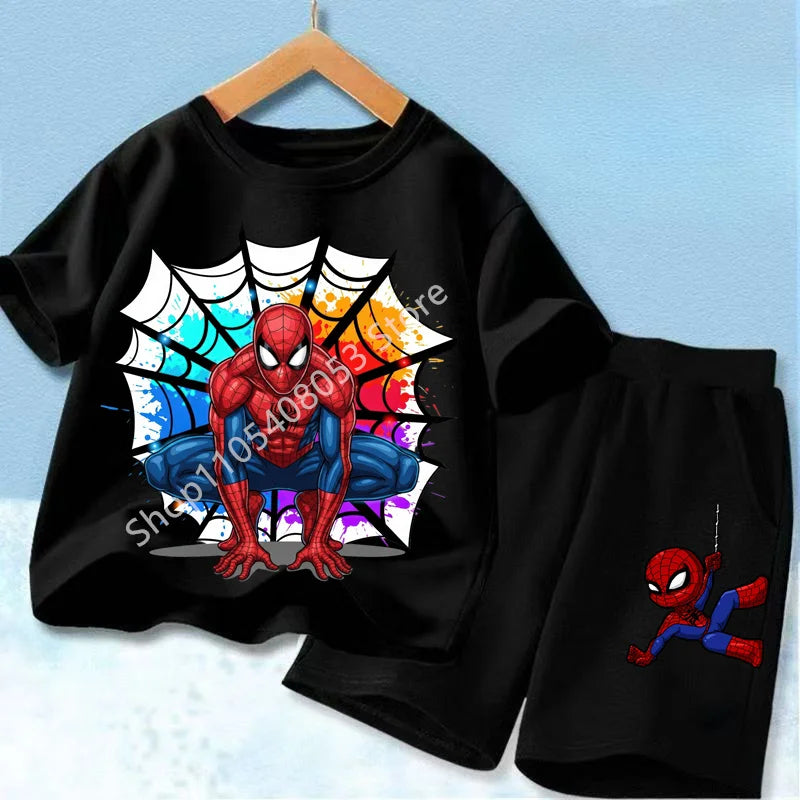 Summer Children Cartoon Spiderman Baby Set Clothing Kids Clothes Children's Short Sleeve T Shirt