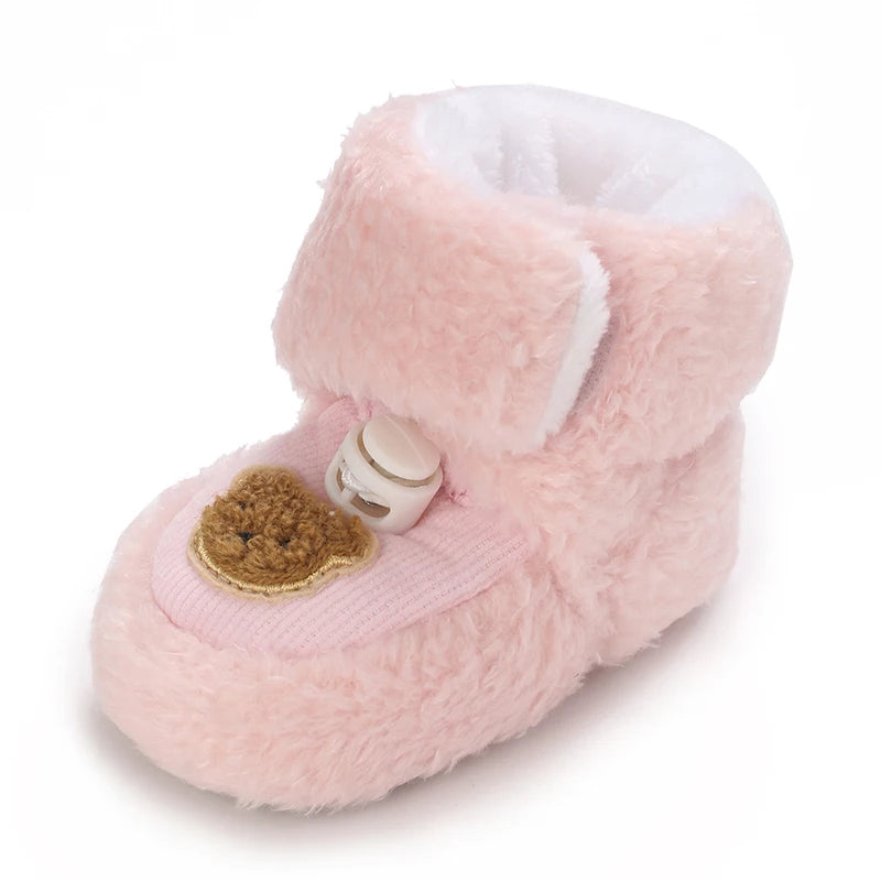 0-18M Lovely Warm Design Baby Girl Boy Toddler First Walkers Baby Shoes Soft Slippers Cute Shoes Winter Non-Slip Baby Warm Shoes