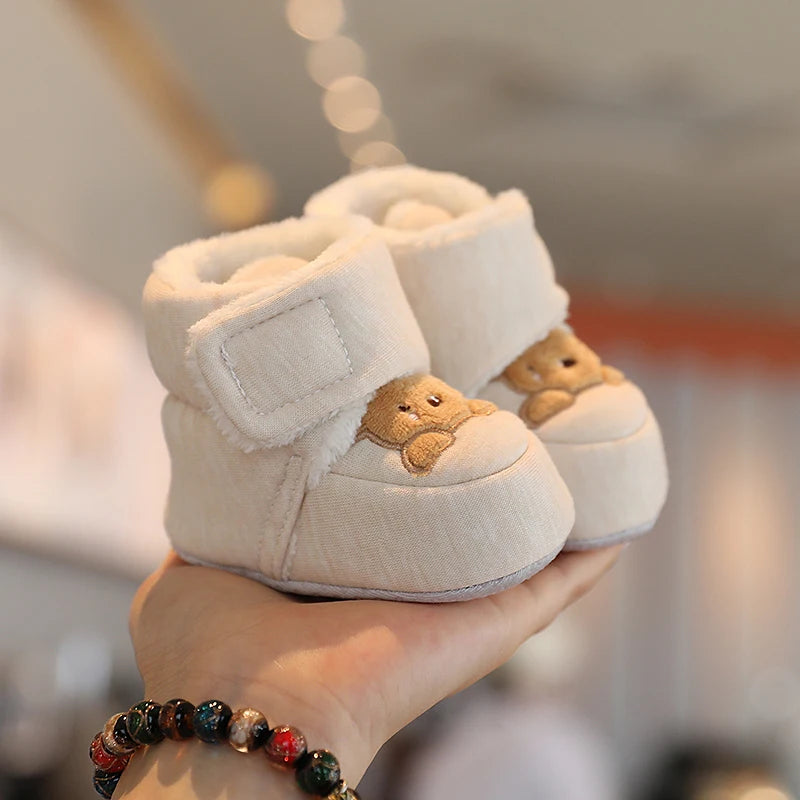 0-18M Lovely Warm Design Baby Girl Boy Toddler First Walkers Baby Shoes Soft Slippers Cute Shoes Winter Non-Slip Baby Warm Shoes