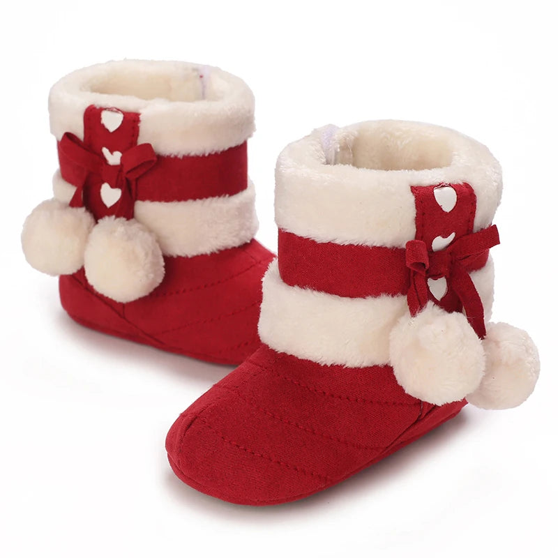 0-18M Lovely Warm Design Baby Girl Boy Toddler First Walkers Baby Shoes Soft Slippers Cute Shoes Winter Non-Slip Baby Warm Shoes