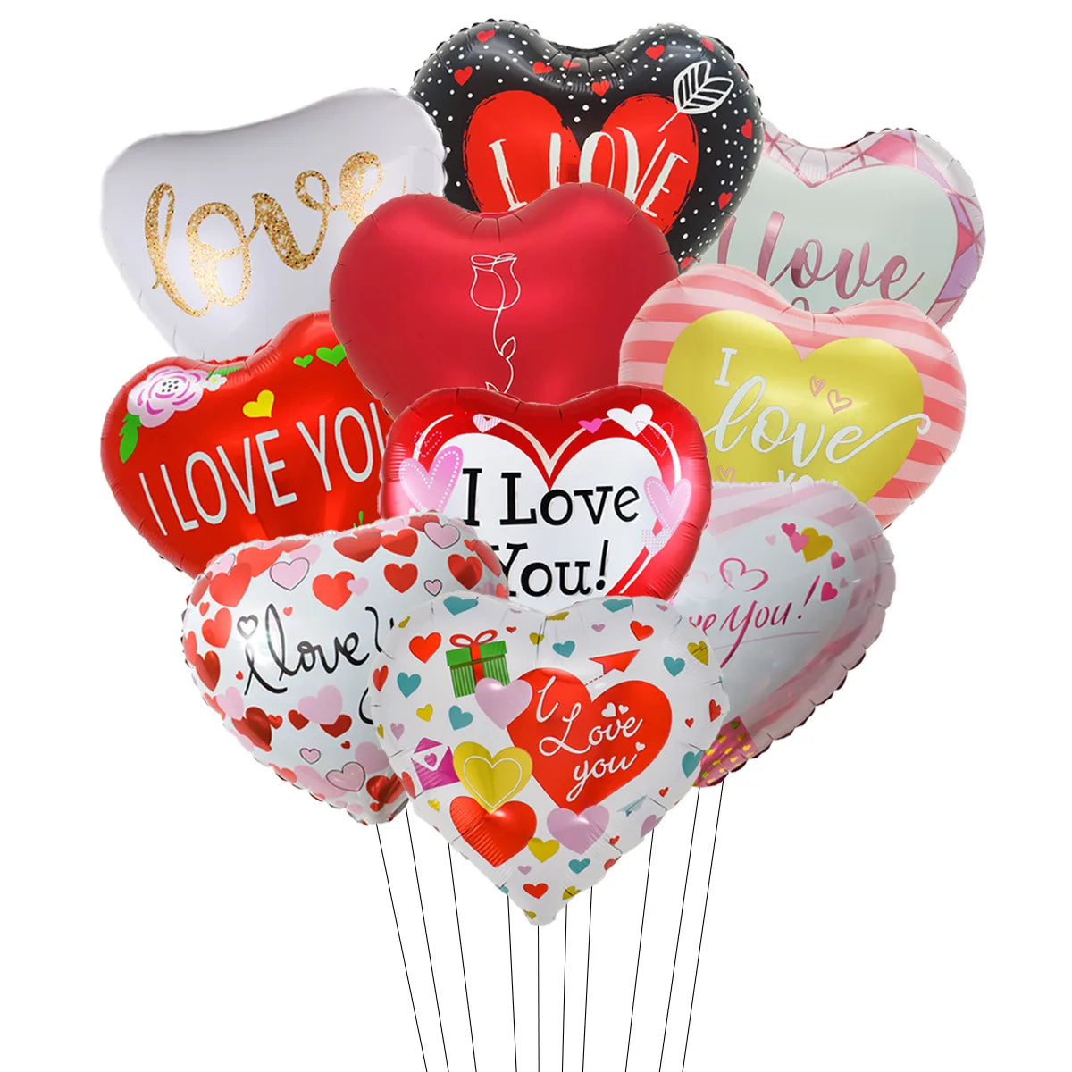 10pcs 18inch Valentine Spanish Love Heart Foil Balloons Te Amo Helium Balloon Wedding Valentine's Day Decorations Gifts - Idrilay 