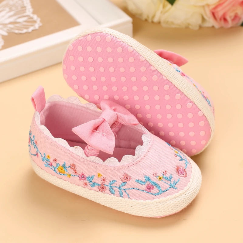 Baby Girl Shoes White Lace Floral Embroidered Soft Shoes Prewalker Walking Toddler Kids Shoes First Walker