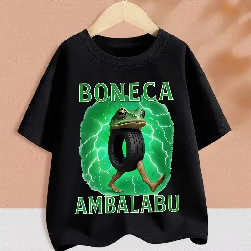 2025 Kids Clothes Funny Italian Brainrot T Shirt Cartoon Graphics Casual Vintage Boys Girls Short Sleeve Top Children's Clothing
