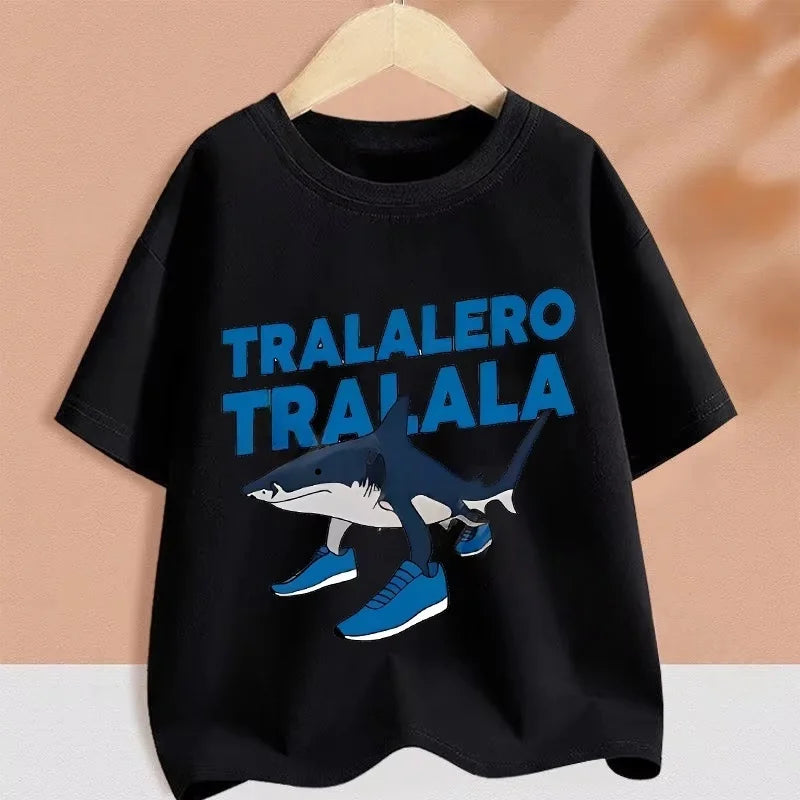 2025 Kids Clothes Funny Italian Brainrot T Shirt Cartoon Graphics Casual Vintage Boys Girls Short Sleeve Top Children's Clothing