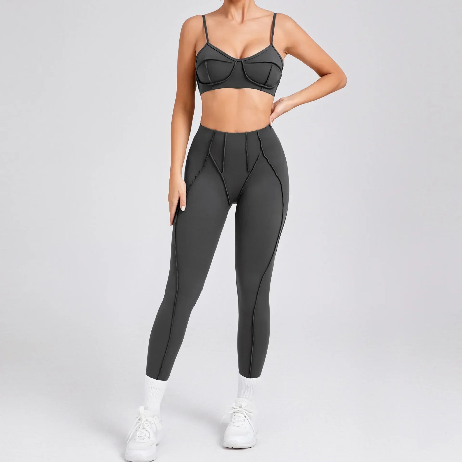 Yoga Sports Fitness Sets High Waist Hip-lifting Trousers Open Back Bra Suit Casual Running Workout Gym Leggings Sexy Sets Women - Idrilay 