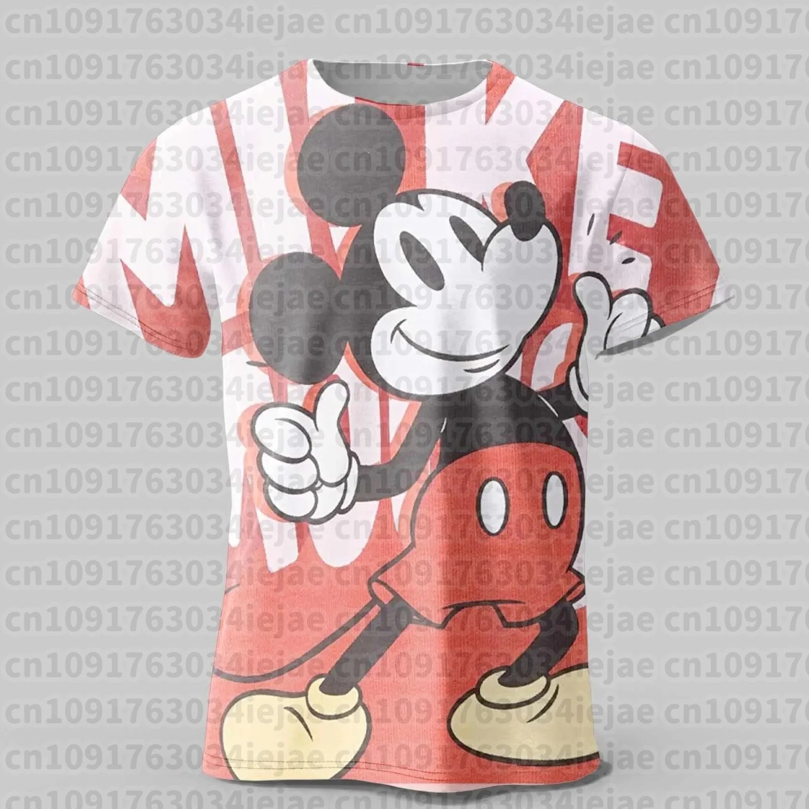 2026 Summer Mickey Minnie T-shirt 3D Print Mickey Children's Cartoon Comfortable and Breathable Boys Girls T-shirt Top