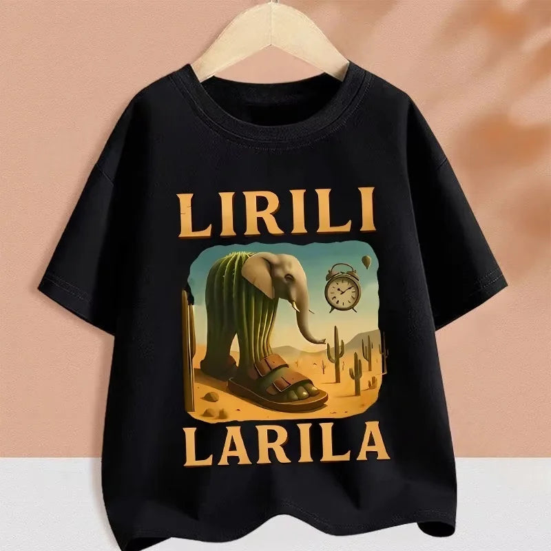 2025 Kids Clothes Funny Italian Brainrot T Shirt Cartoon Graphics Casual Vintage Boys Girls Short Sleeve Top Children's Clothing