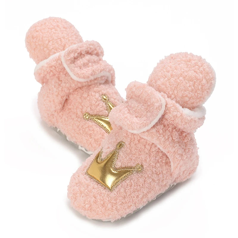 0-18M Lovely Warm Design Baby Girl Boy Toddler First Walkers Baby Shoes Soft Slippers Cute Shoes Winter Non-Slip Baby Warm Shoes