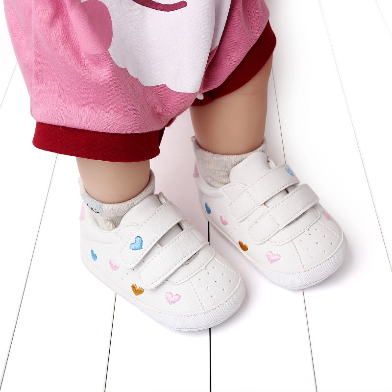 Baby Sneaker PU Leather Heart Star Non-slip Flats First Walking Shoes for Girls Boys