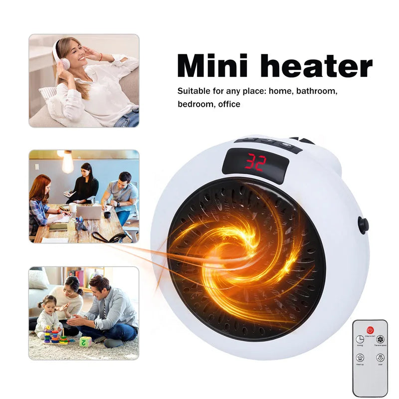 Electric Heater Portable Ptc Ceramic Hot Air Fan Household Desktop  Wall Mounted Round Home Mini Appliances Winter Heater - Idrilay 