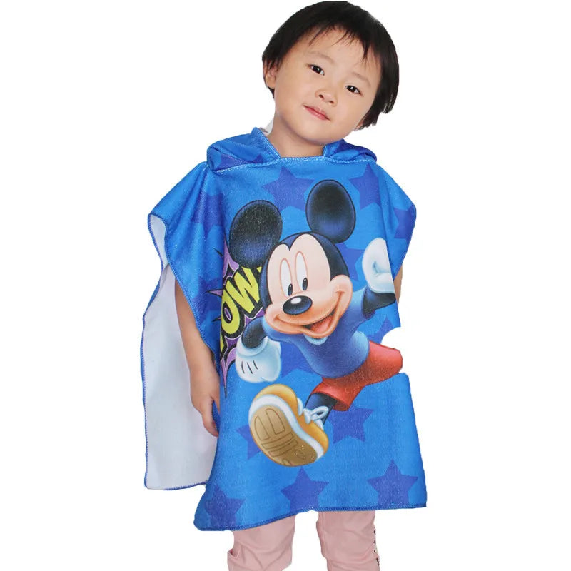 60*120 CM Baby Boys Girls Cartoon Mickey Cars Print Children Hooded Bath Towels Cloak Dry Absorbent Microfiber Bathrobes Pajamas