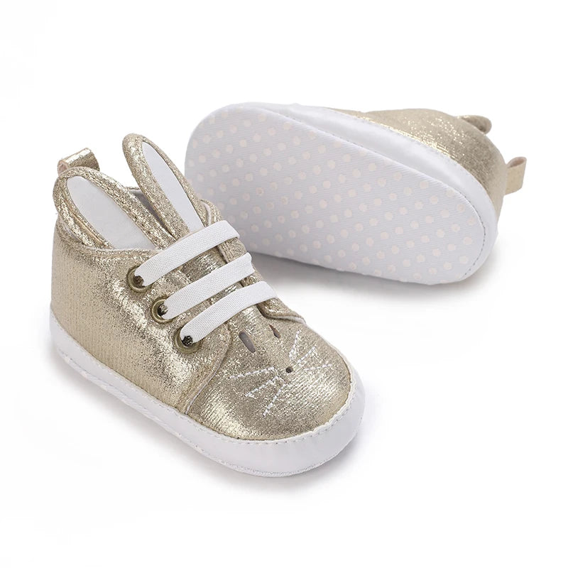 Cute Spring Newborn Golden Baby Shoes Non Slip Cloth Bottom Girl Shoes Elegant Breathable Casual Baby First Walking Shoes 0-18 M