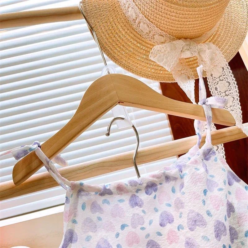‌2025 Summer Girls 1-8 Years Floral Sleeveless Dress Set + Korean Style Soft Top & Shorts Cute Casual Beach Outfits‌