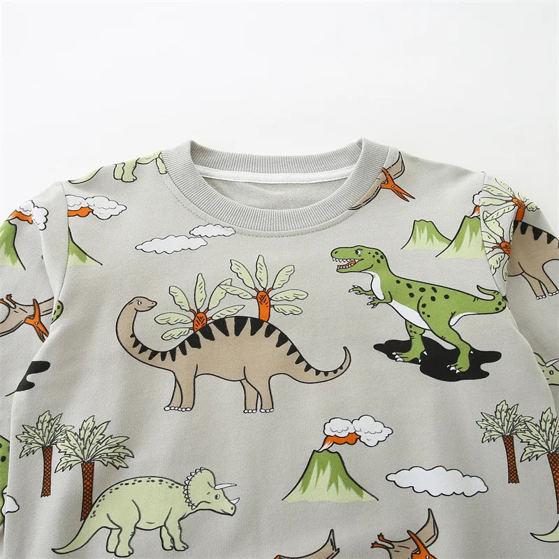 2-7T New Design Cotton Boys Sweatshirts Dinosaurs Fashion Children's Sport Shirts Long Sleeve Kids Autumn Spring Clothes