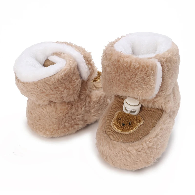 0-18M Lovely Warm Design Baby Girl Boy Toddler First Walkers Baby Shoes Soft Slippers Cute Shoes Winter Non-Slip Baby Warm Shoes