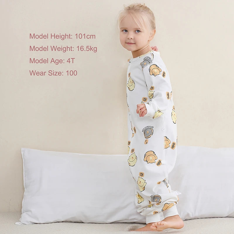 MICHLEY Spring Cotton Sleeping Bag Baby Sack Cartoon Sleepsack Pajamas Long Sleeve Sleepwear For Girls Boys Children 6M-6T