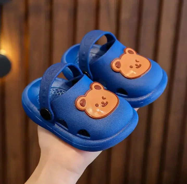 Two-Styles Baby Summer Shoes Cute Bear Baby Sandals Beach Bathroom Toddler Boys Girls Anti-slip Slippers Newborn Infant Sandals