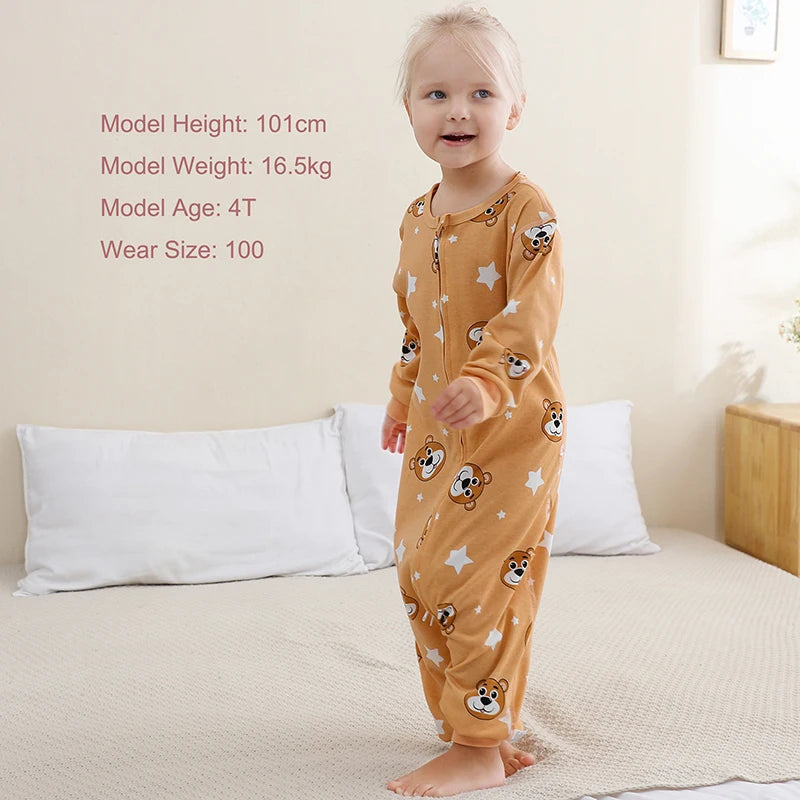 MICHLEY Spring Cotton Sleeping Bag Baby Sack Cartoon Sleepsack Pajamas Long Sleeve Sleepwear For Girls Boys Children 6M-6T