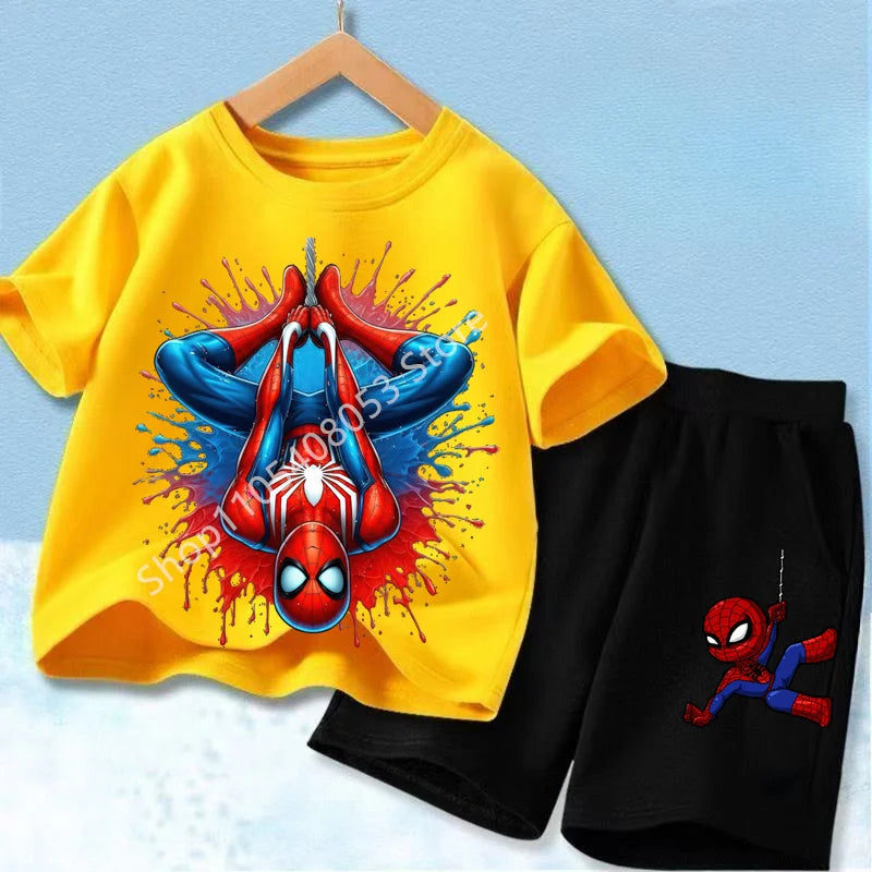 Summer Children Cartoon Spiderman Baby Set Clothing Kids Clothes Children's Short Sleeve T Shirt