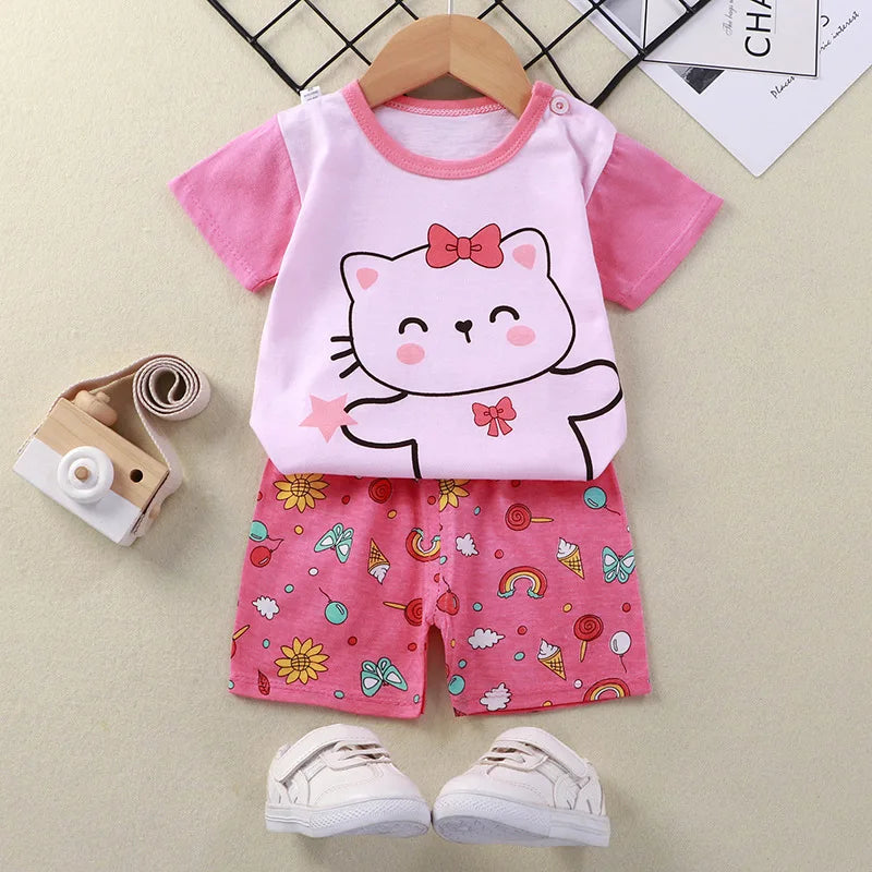 Boys clothes set 2pcs Summer Cartoon gril Short-Sleeved kids Suit Children's Clothing Outfit Set for boys 0-4 year
