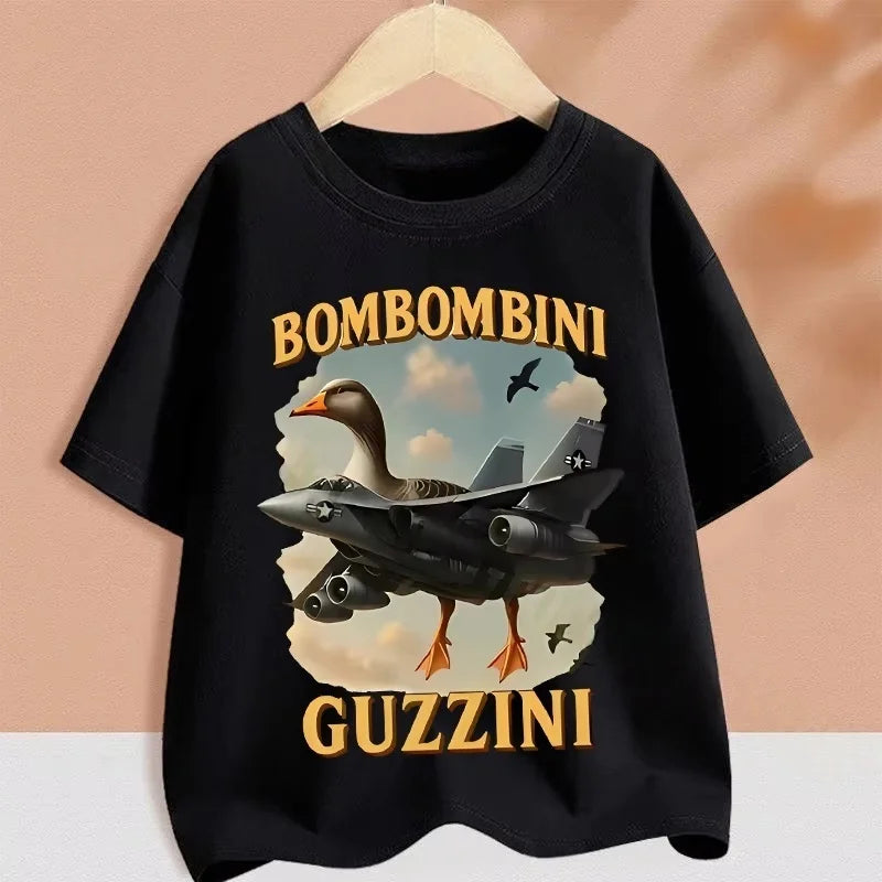 2025 Kids Clothes Funny Italian Brainrot T Shirt Cartoon Graphics Casual Vintage Boys Girls Short Sleeve Top Children's Clothing