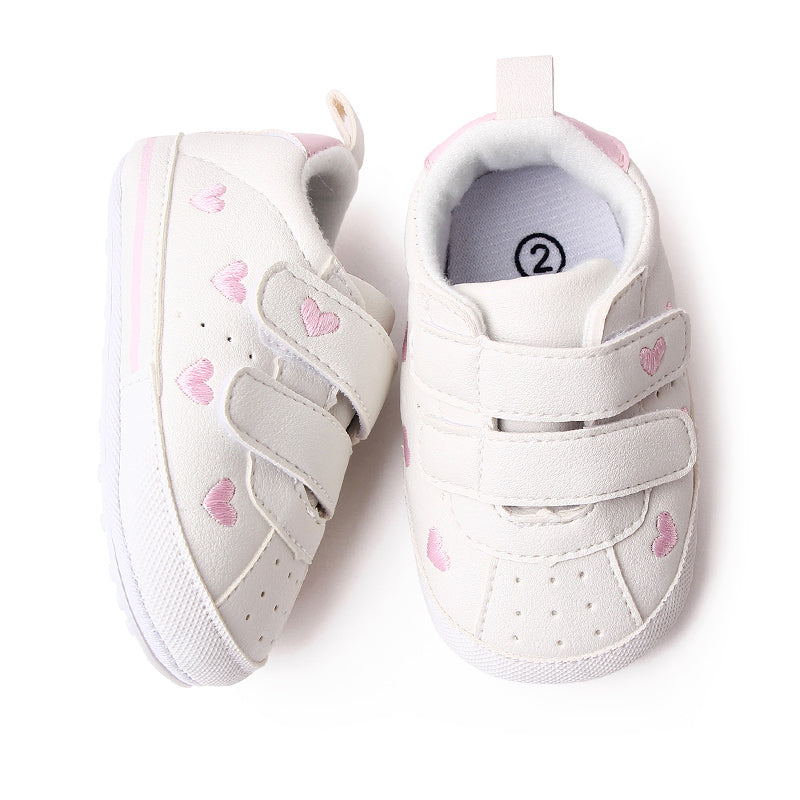 Baby Sneaker PU Leather Heart Star Non-slip Flats First Walking Shoes for Girls Boys