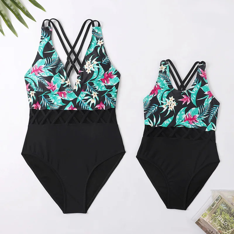 Mother Kids Girls Swimsuit Swimming Clothing Women Beach Bikini Bathing Suit Family Matching Swimwear Mummy Daughter Beachwear