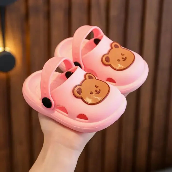 Two-Styles Baby Summer Shoes Cute Bear Baby Sandals Beach Bathroom Toddler Boys Girls Anti-slip Slippers Newborn Infant Sandals