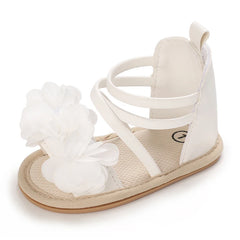 Summer Infant Baby Girl Fashion Shoes Toddler Flats Sandals Soft Rubber Sole Anti-Slip Flower Lace Crib First Walker 0-18M