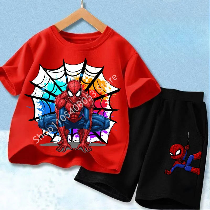 Summer Children Cartoon Spiderman Baby Set Clothing Kids Clothes Children's Short Sleeve T Shirt