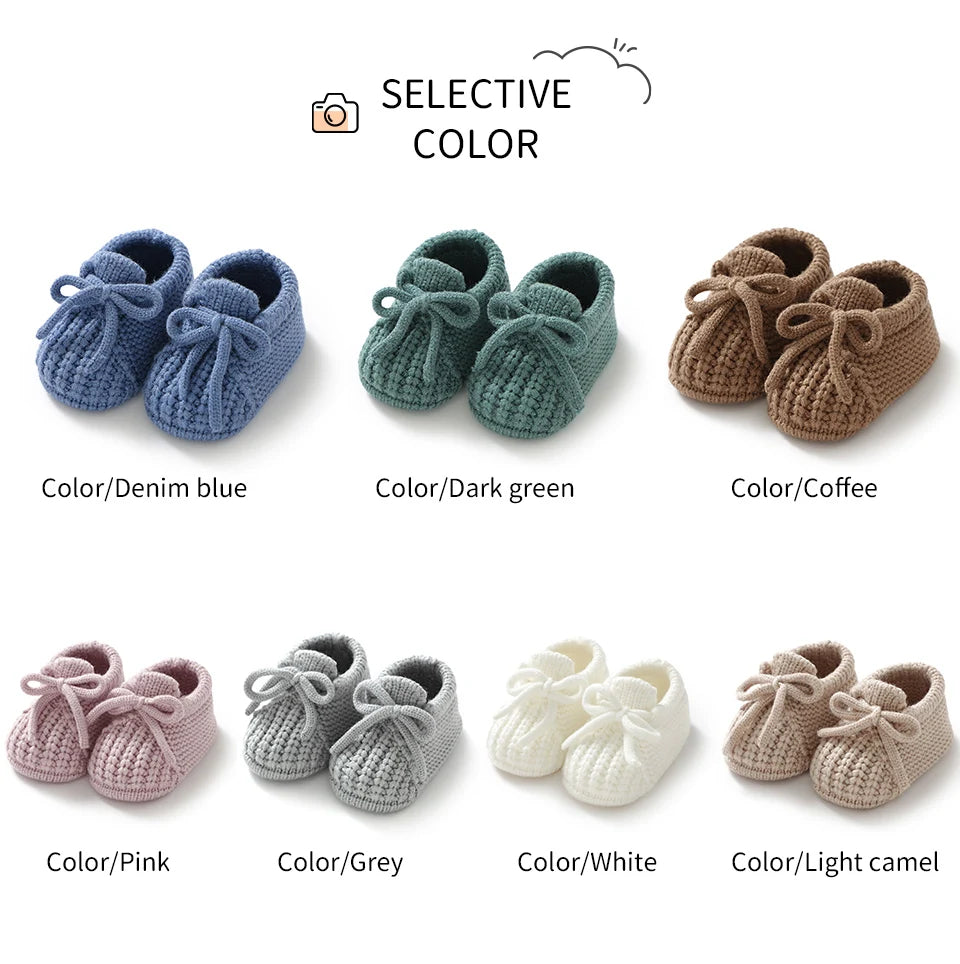 Newborn Baby Shoes Knitted Infant Boys Girls First Boots Fashion Solid Toddler Kid Bed Footwear 0-18M Warm Clothing Accessories