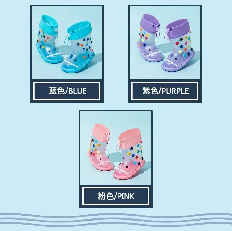 Anti-Slippery Rain Boots Kids Fashion Casual Waterproof Boys Girls Print Cartoon Children PVC Soft Soles Shoes 2023 Summer
