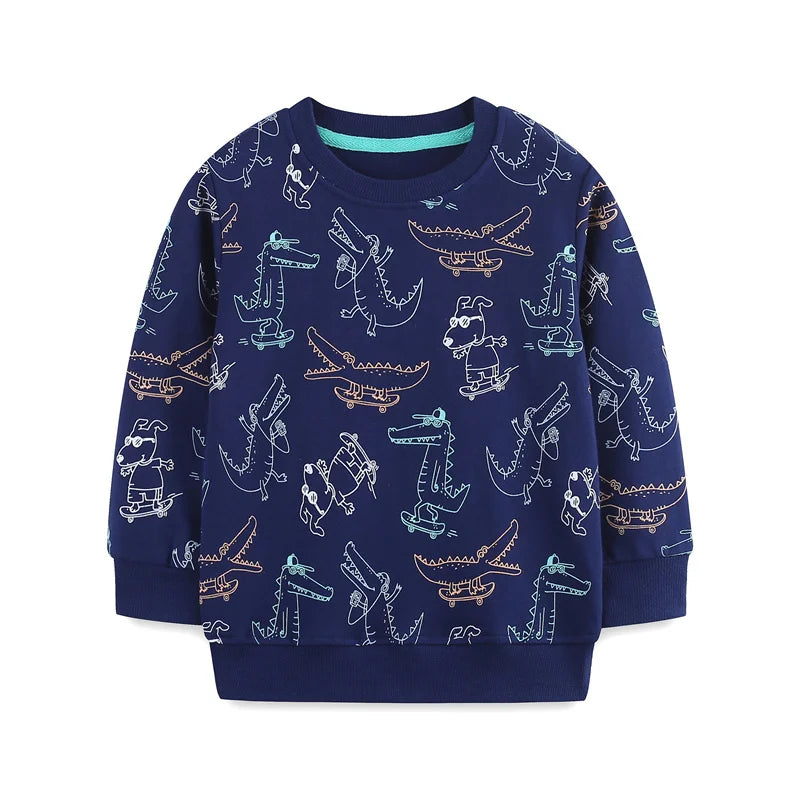 2-7T New Design Cotton Boys Sweatshirts Dinosaurs Fashion Children's Sport Shirts Long Sleeve Kids Autumn Spring Clothes