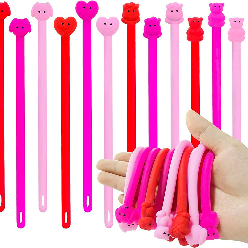 12Pcs Sweet Heart Love Slap Bracelets Valentine's Day Wristbands for Wedding Birthday Party Favors Valentine Anniversary Gift - Idrilay 