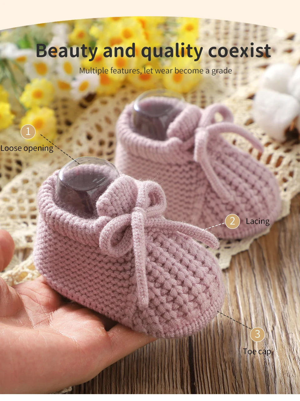 Newborn Baby Shoes Knitted Infant Boys Girls First Boots Fashion Solid Toddler Kid Bed Footwear 0-18M Warm Clothing Accessories