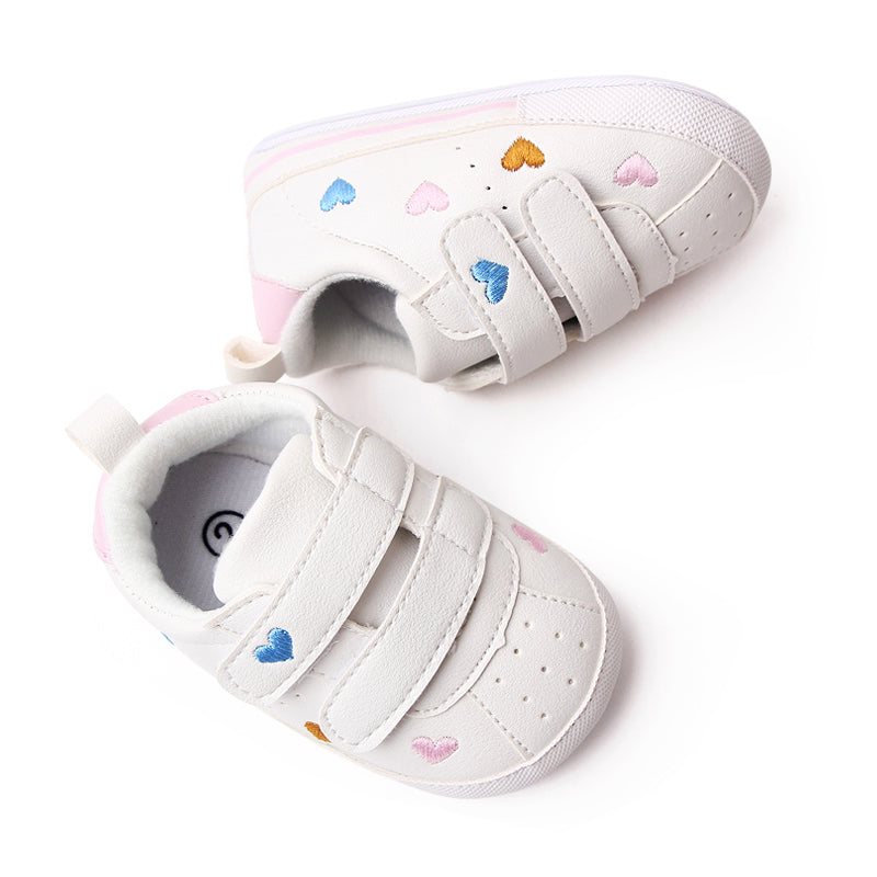 Baby Sneaker PU Leather Heart Star Non-slip Flats First Walking Shoes for Girls Boys