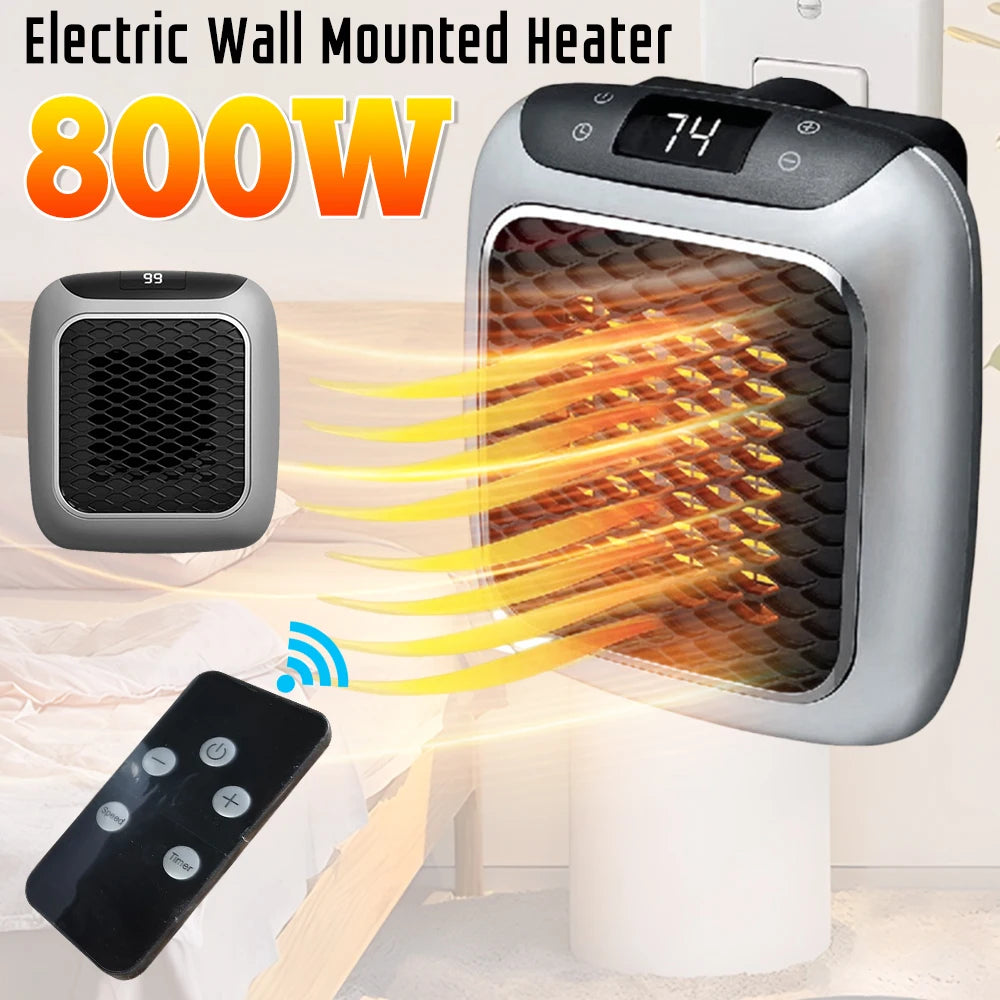 800W Portable Electric Heater Wall Outlet Small Space Heater with Adjustable Thermostat Room Heater Home Appliance Heating Stove - Idrilay 