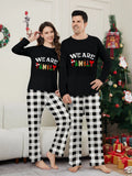 Happy New Year Family Matching Outfits Letter Plaid Print Parent-child 2 Pieces Suit Sleepwear Soft Loose Pajamas Set Xmas Wear