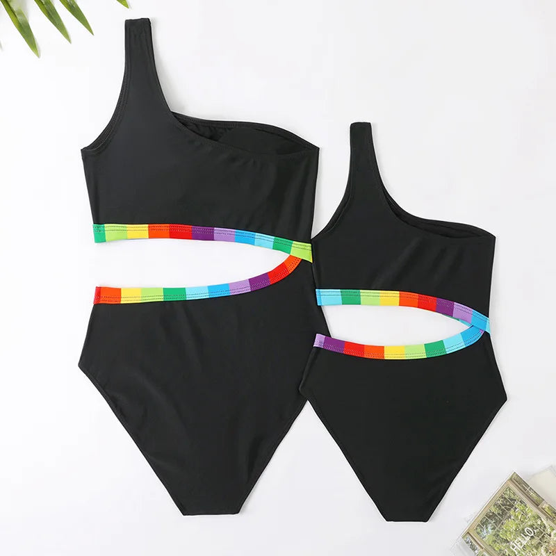 Mother Kids Girls Swimsuit Swimming Clothing Women Beach Bikini Bathing Suit Family Matching Swimwear Mummy Daughter Beachwear